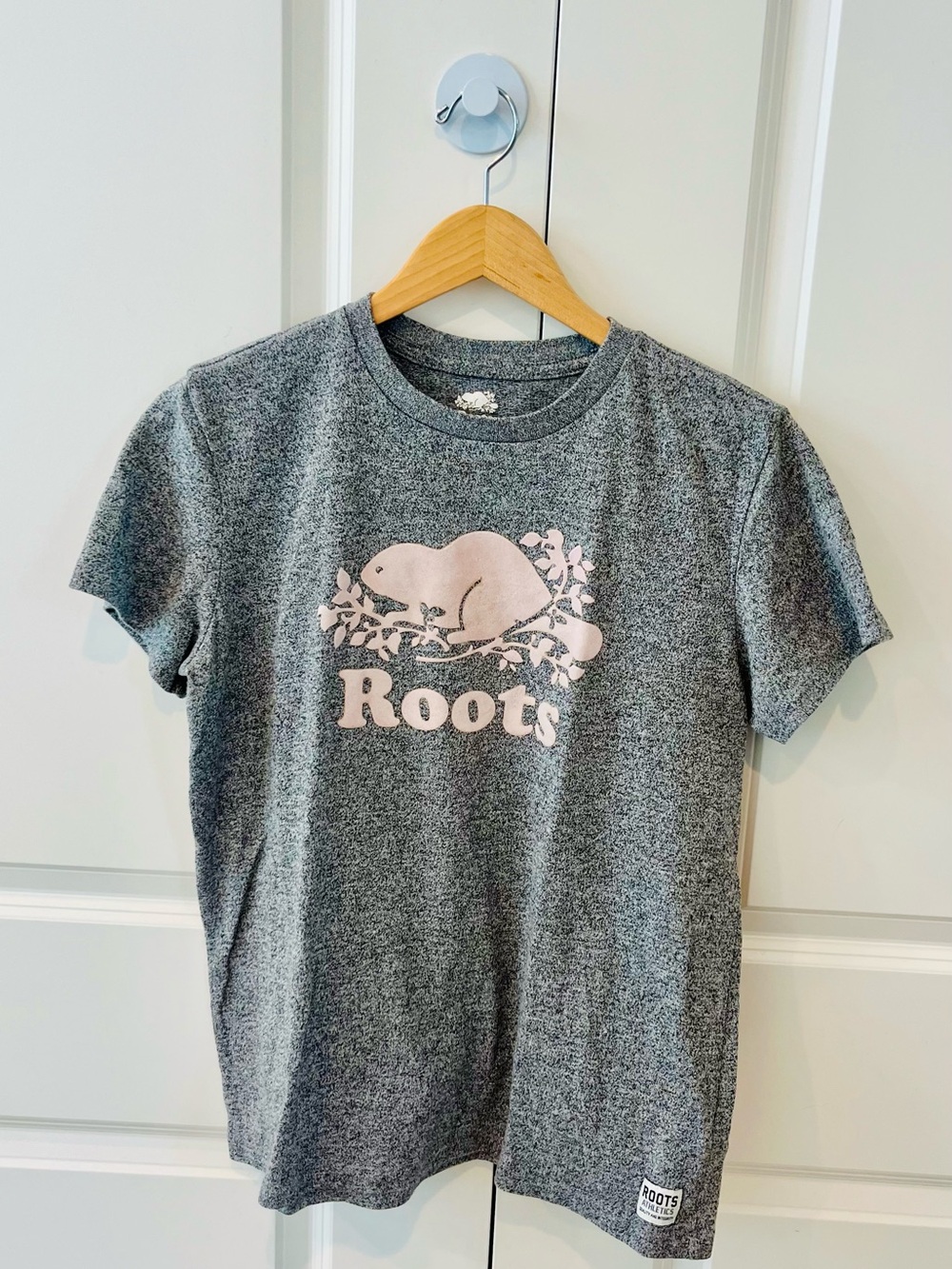 Roots Grey crewneck signature Tee with Pink Logo